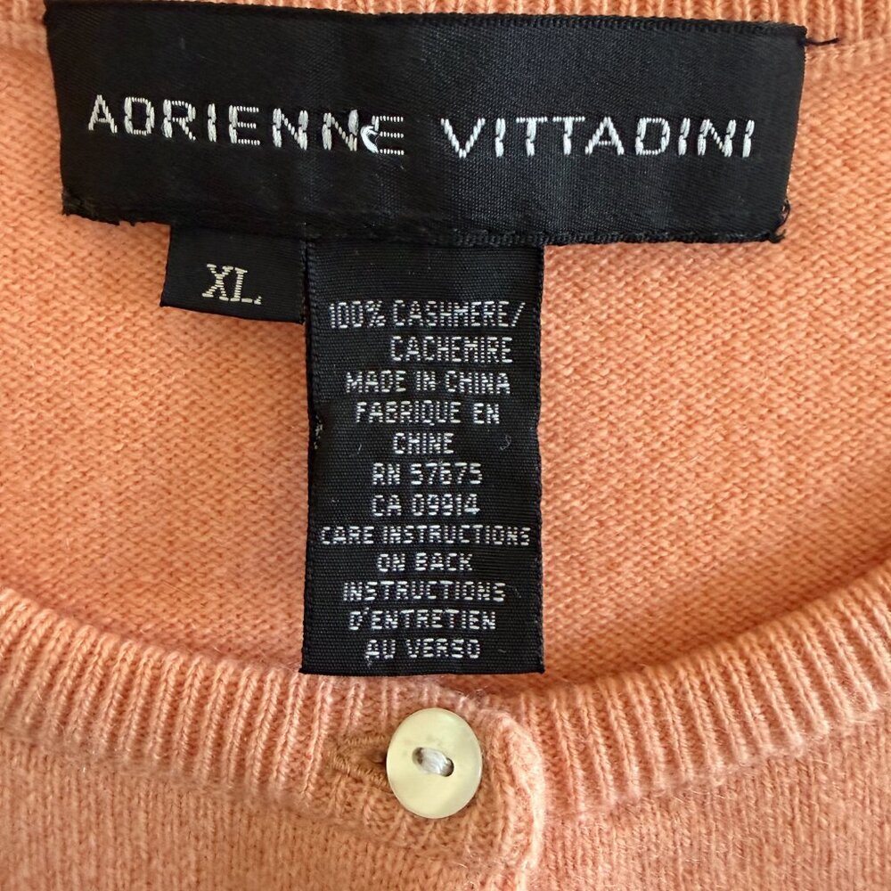 ADRIENNE VITTADINI 100% Cashmere Short Sleeve Peach Cardigan Sweater XL - Picture 6 of 11